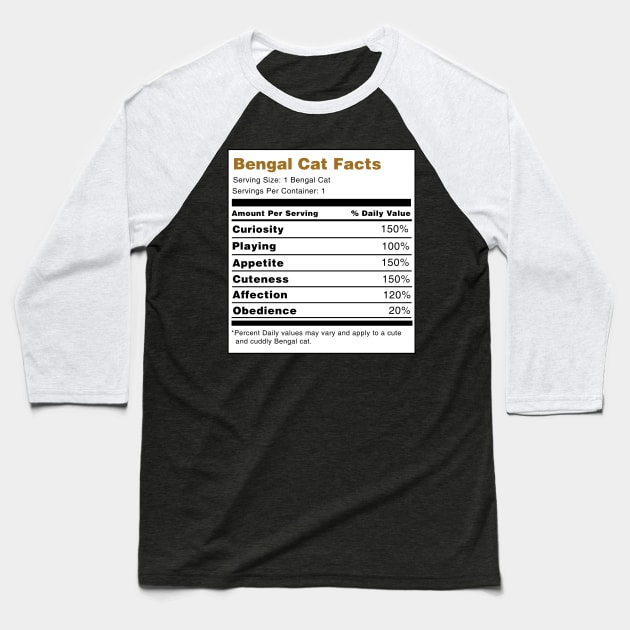 Bengal Cat Facts Baseball T-Shirt by swiftscuba